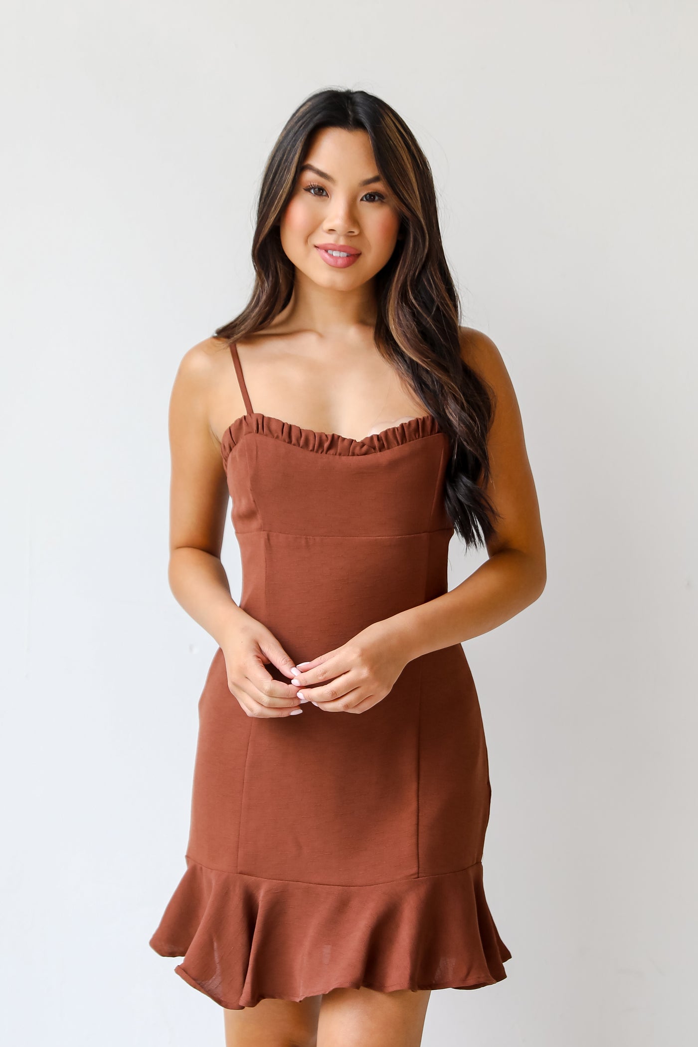 brown Mini Dress front view
