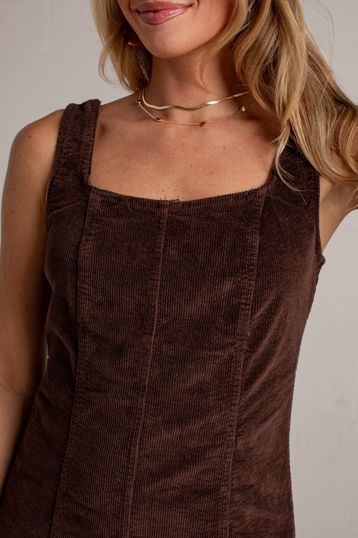 corduroy brown mini dress