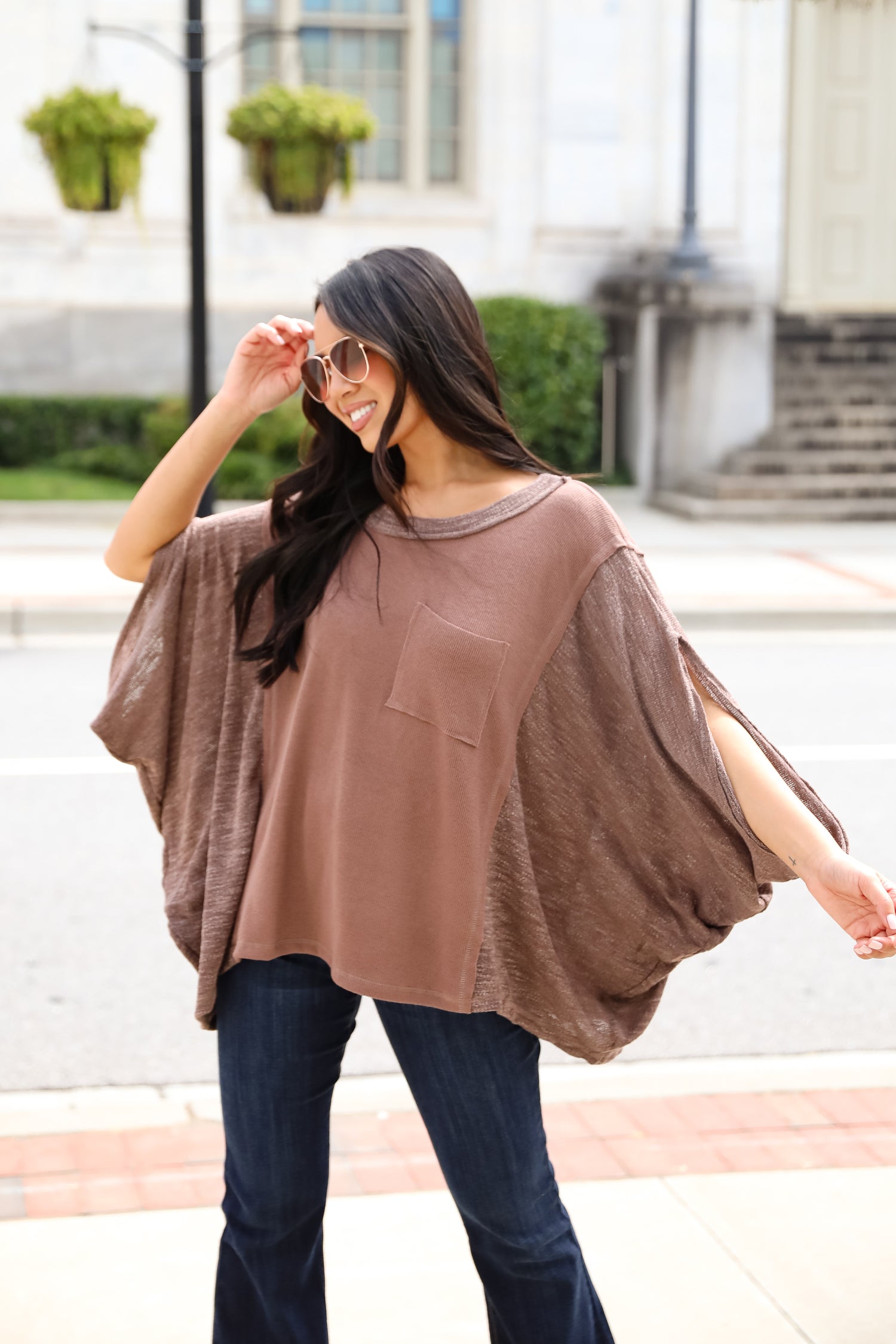 Essential Coziness Brown Oversized Knit Top