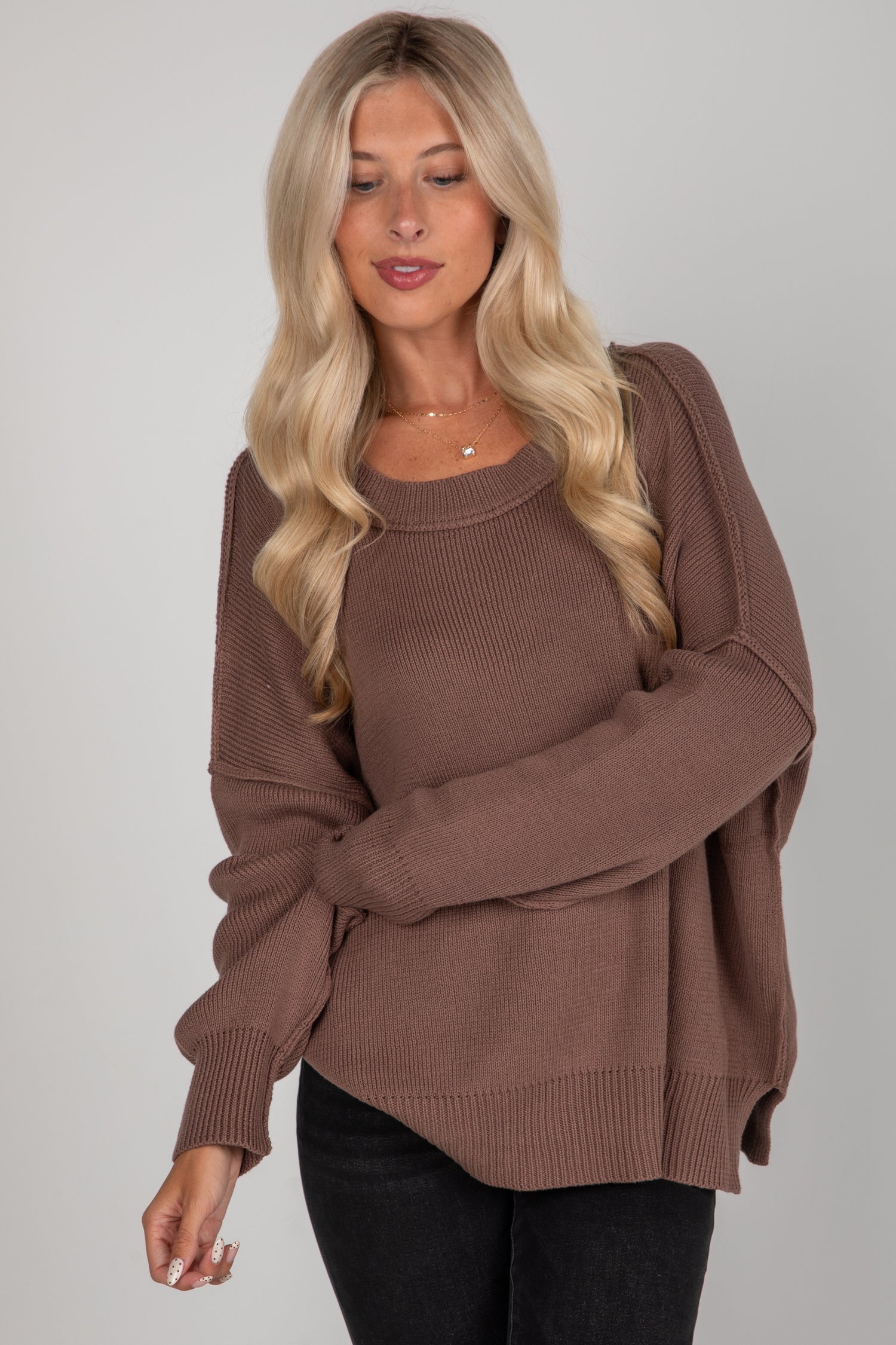 brown oversized sweater