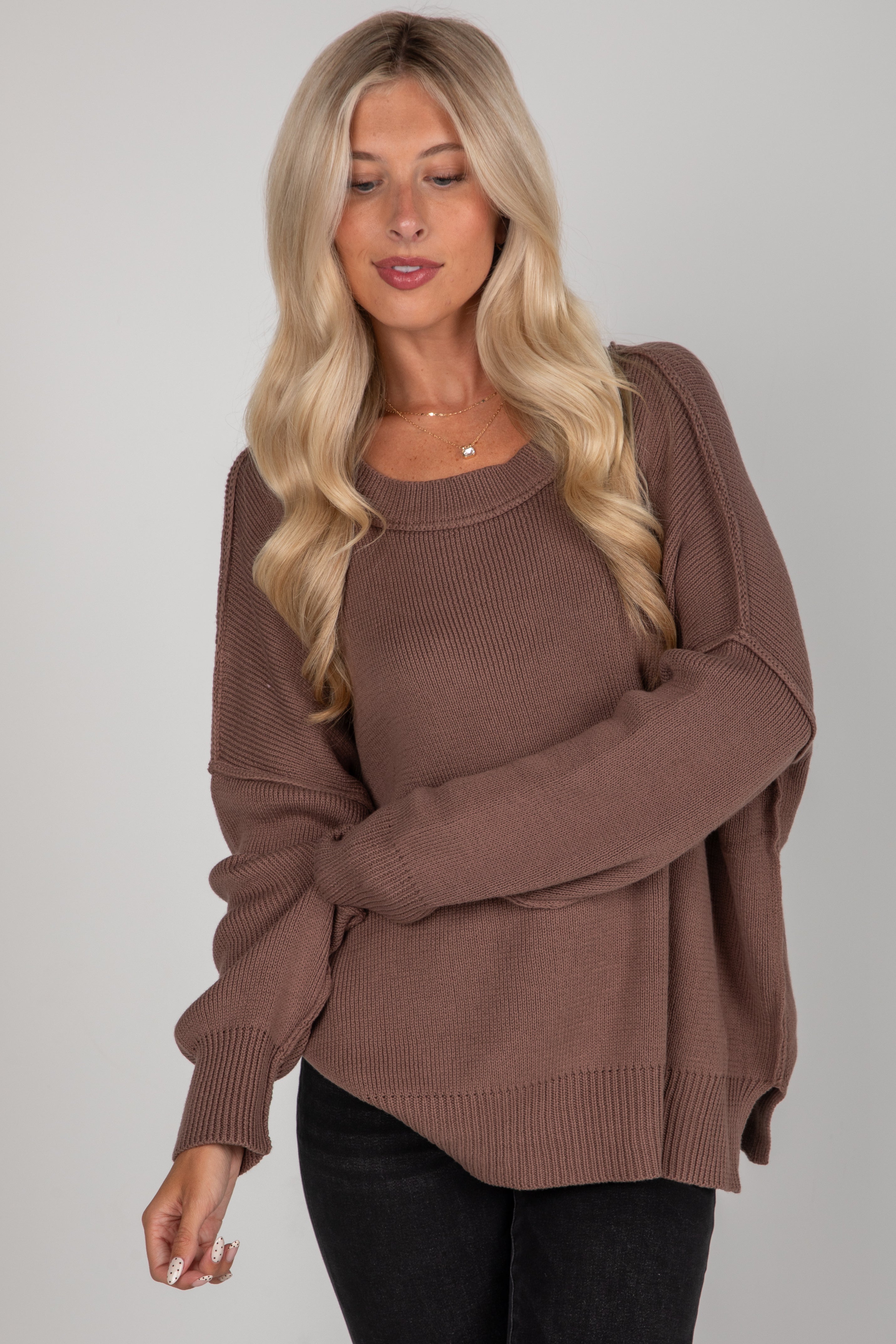 brown oversized sweater