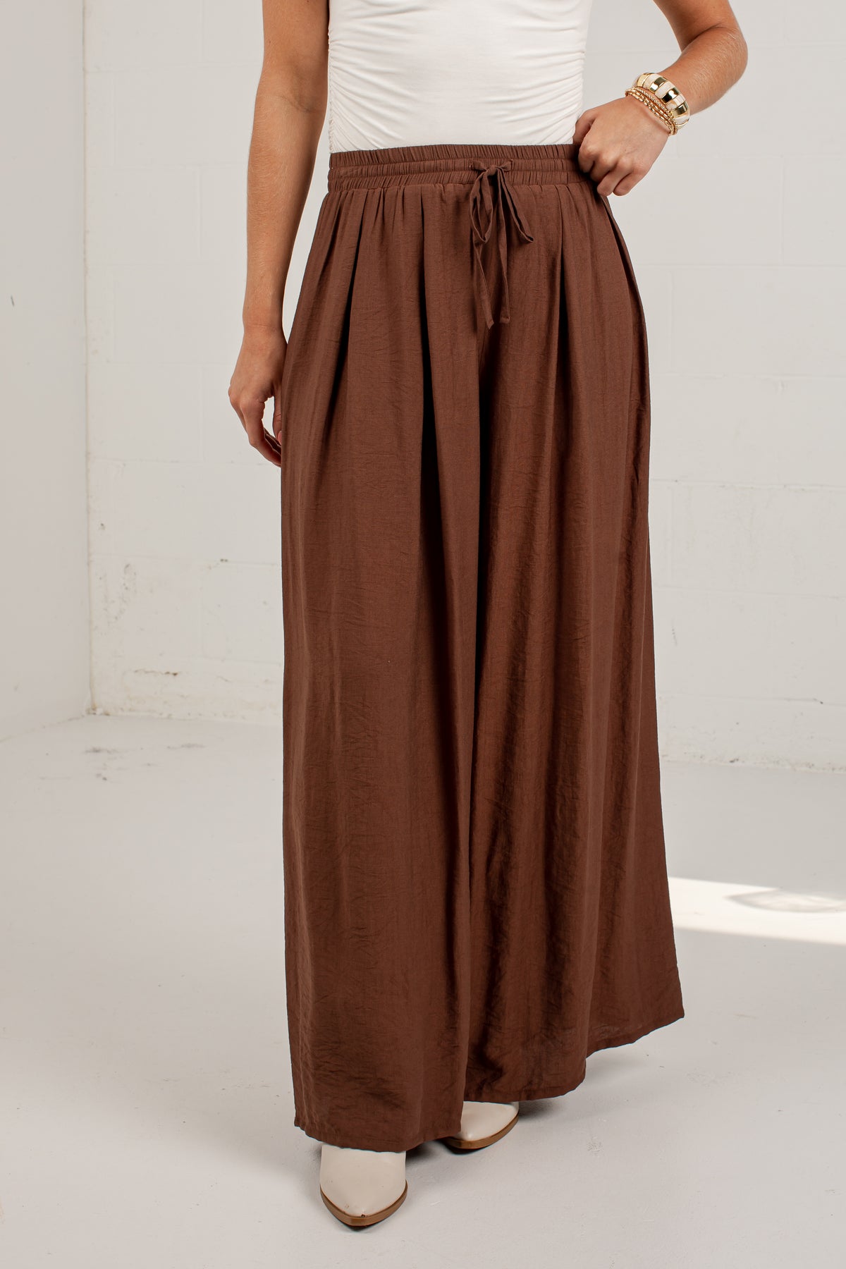 One More Toast Brown Wide Leg Pants