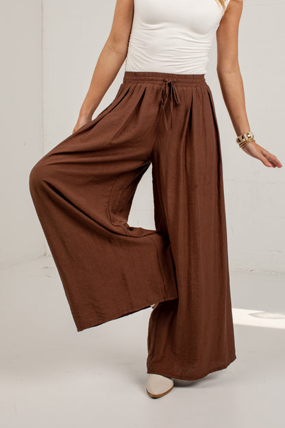 One More Toast Brown Wide Leg Pants