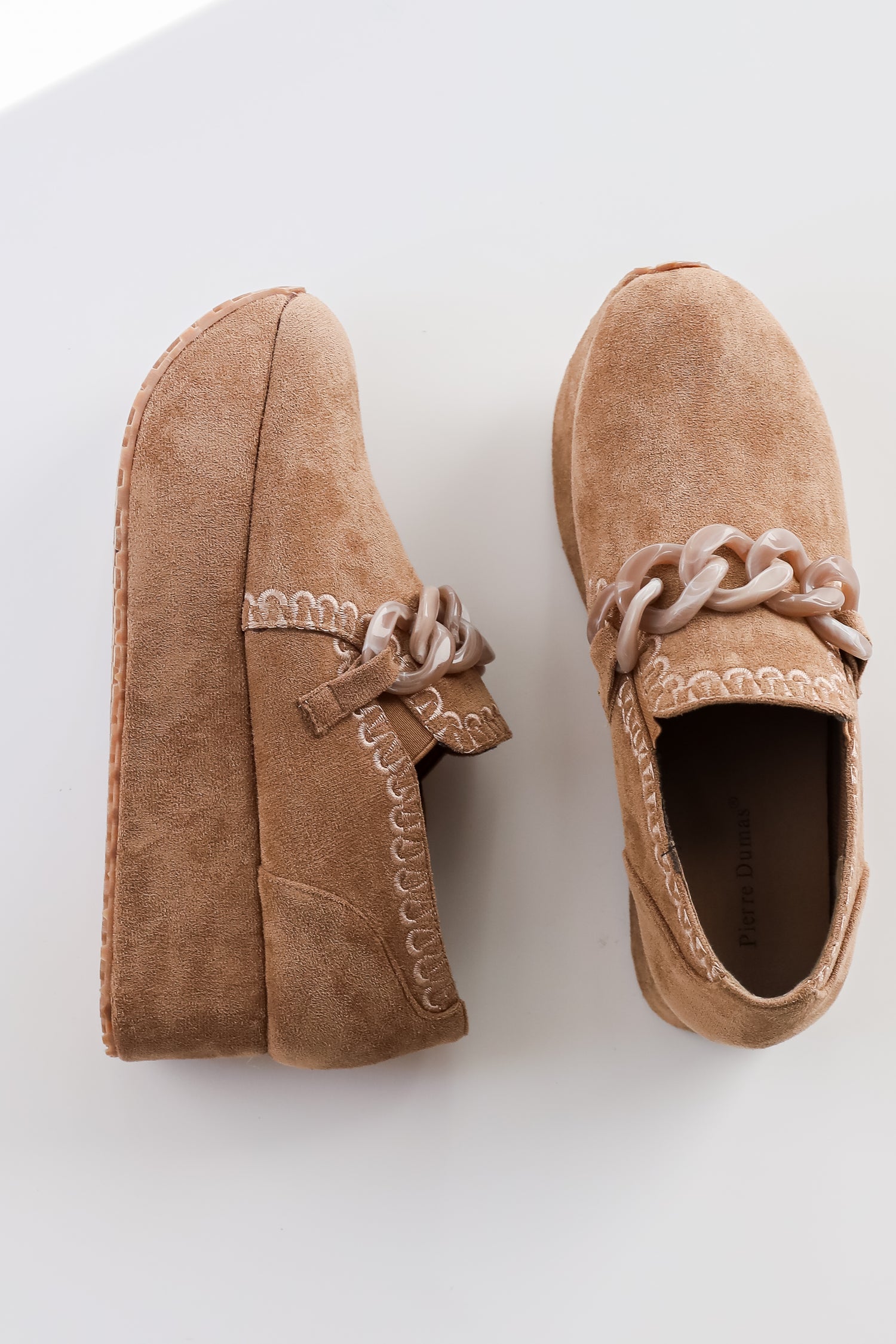 Bring It Back Taupe Suede Platform Loafers