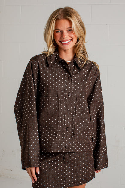 Dot Your Way Brown Polka Dot Jacket