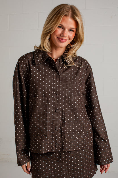 Dot Your Way Brown Polka Dot Jacket