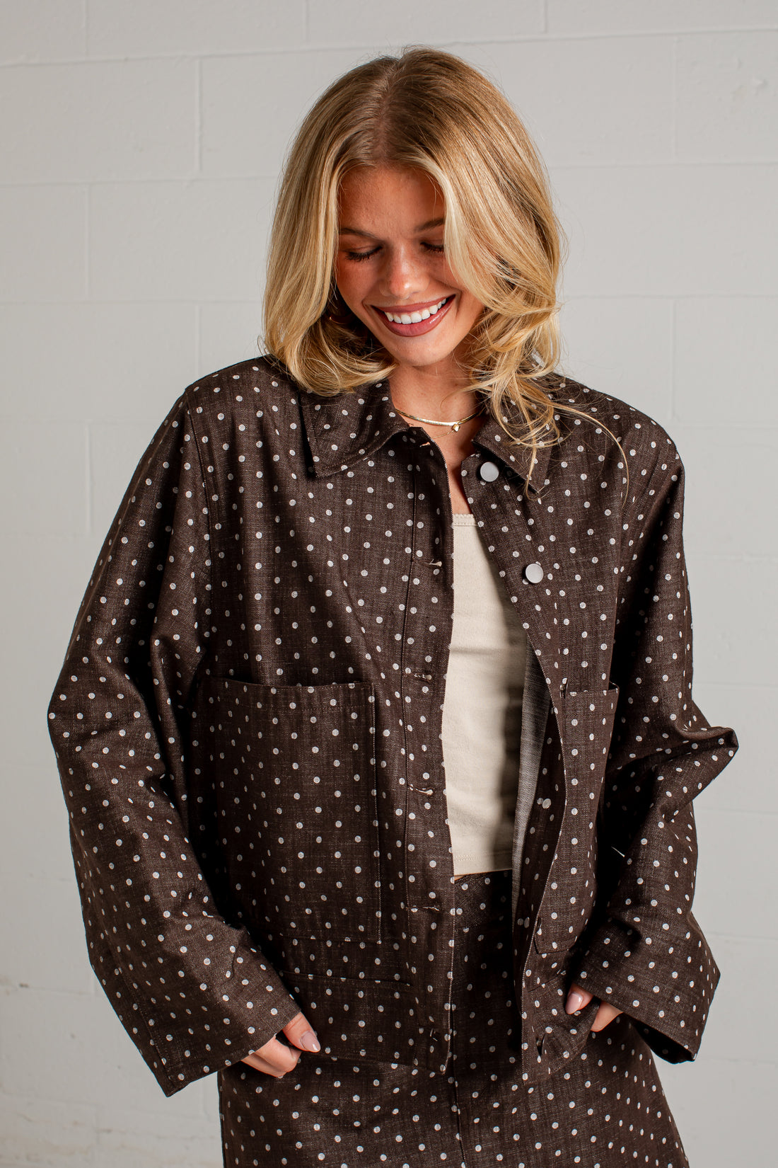 Dot Your Way Brown Polka Dot Jacket