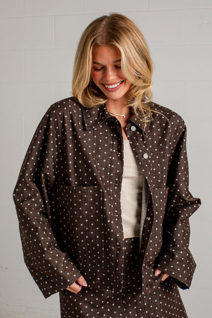 Dot Your Way Brown Polka Dot Jacket