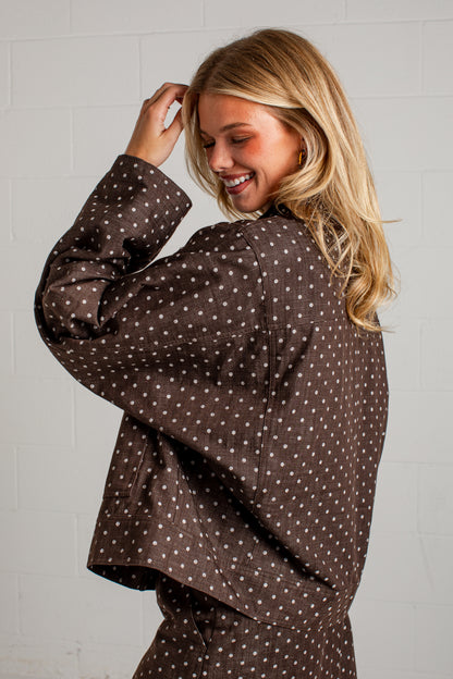 Dot Your Way Brown Polka Dot Jacket