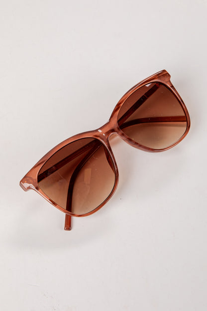 Brown sunglasses on a light gray background