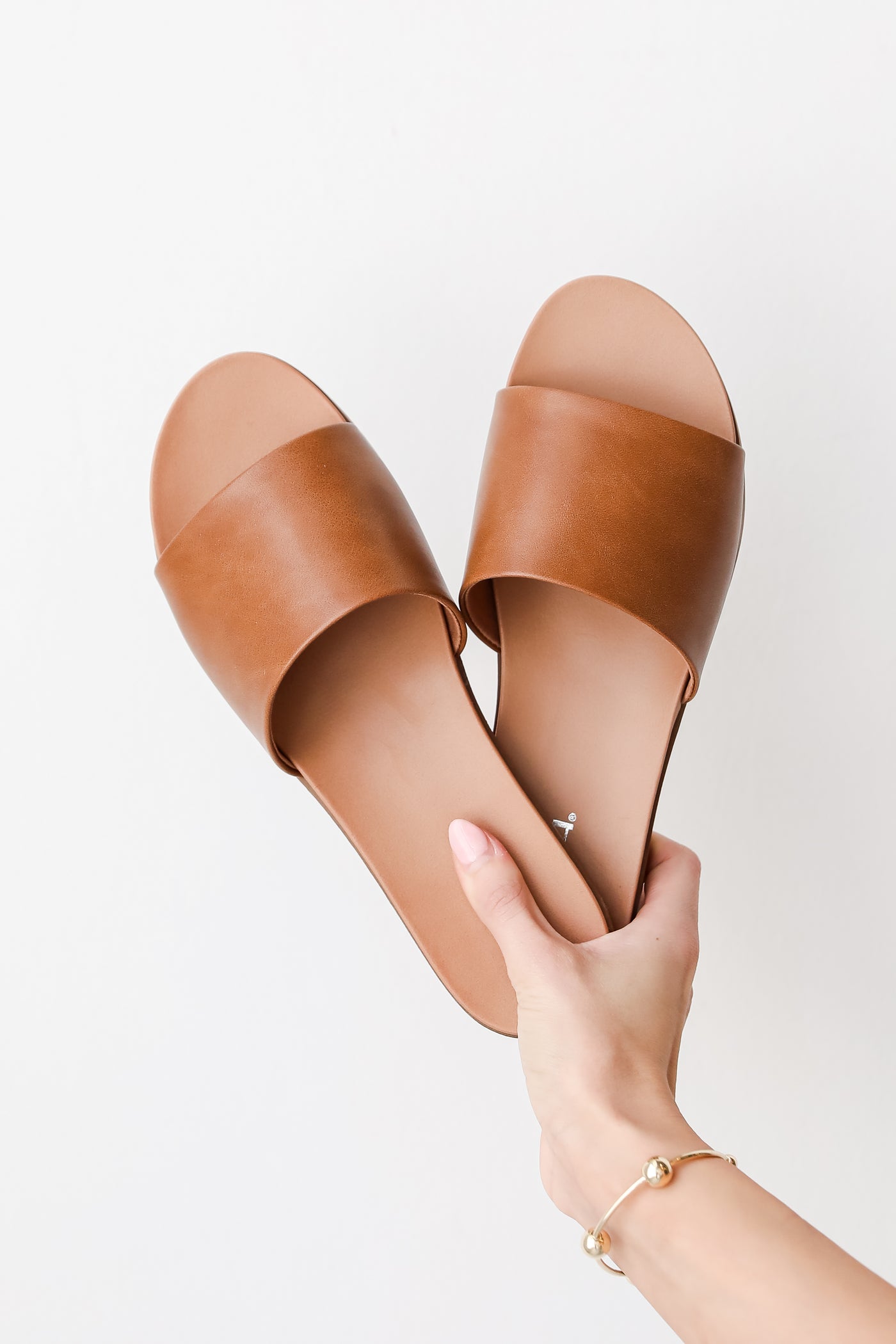 cute Tan Slide Sandals