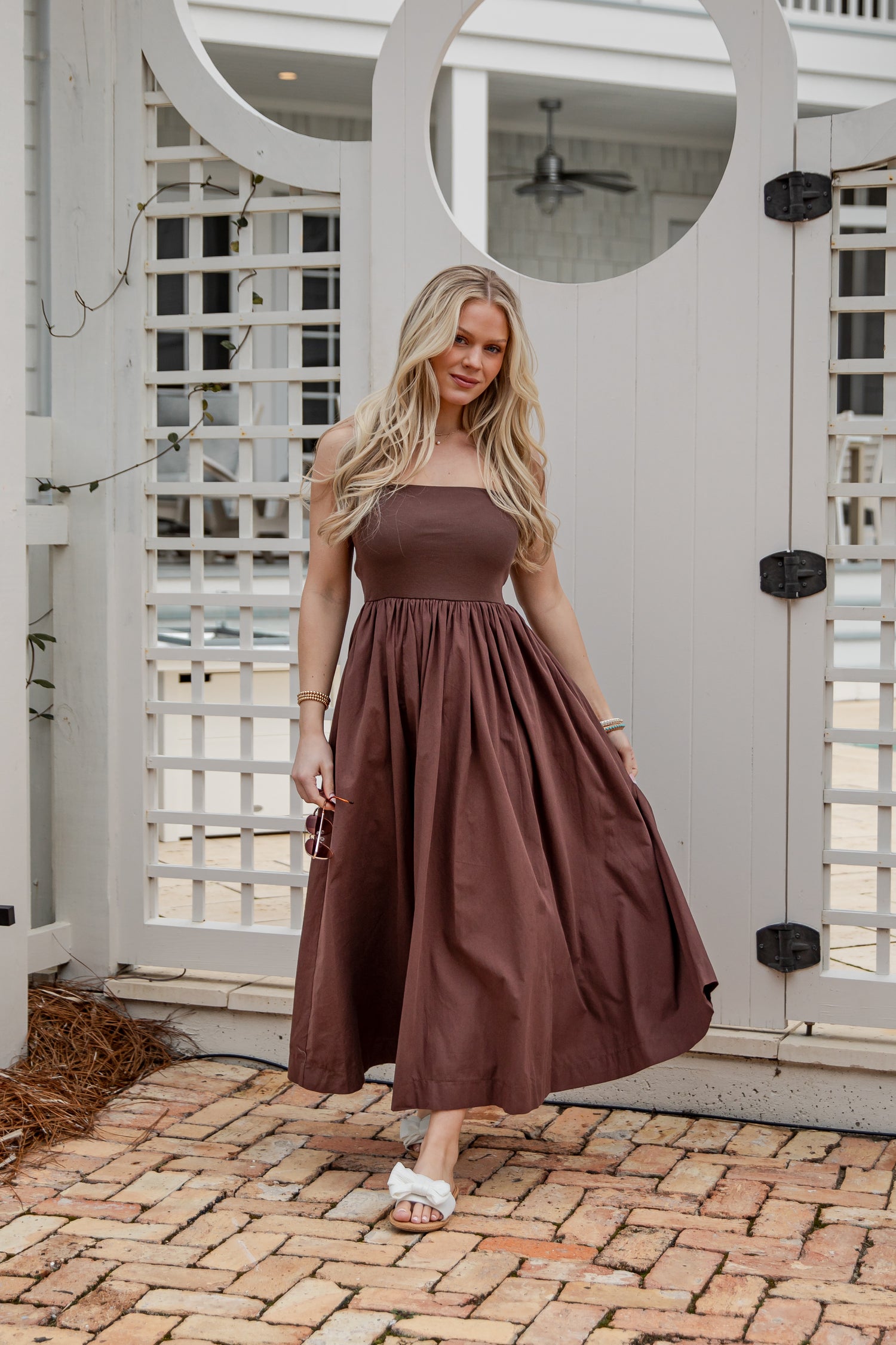 women's dresses brown Chateau Days Strapless Maxi Dress | Trendy Women's Dresses
