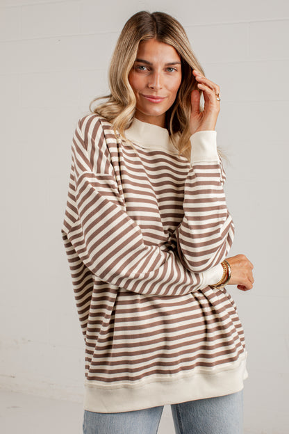 Always Fun Striped Mock Neck Top