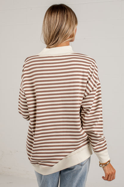 Always Fun Striped Mock Neck Top