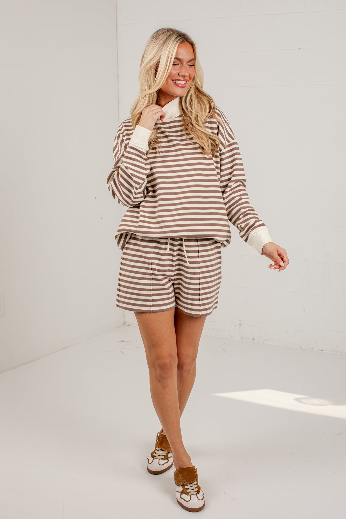Always Fun Striped Drawstring Shorts