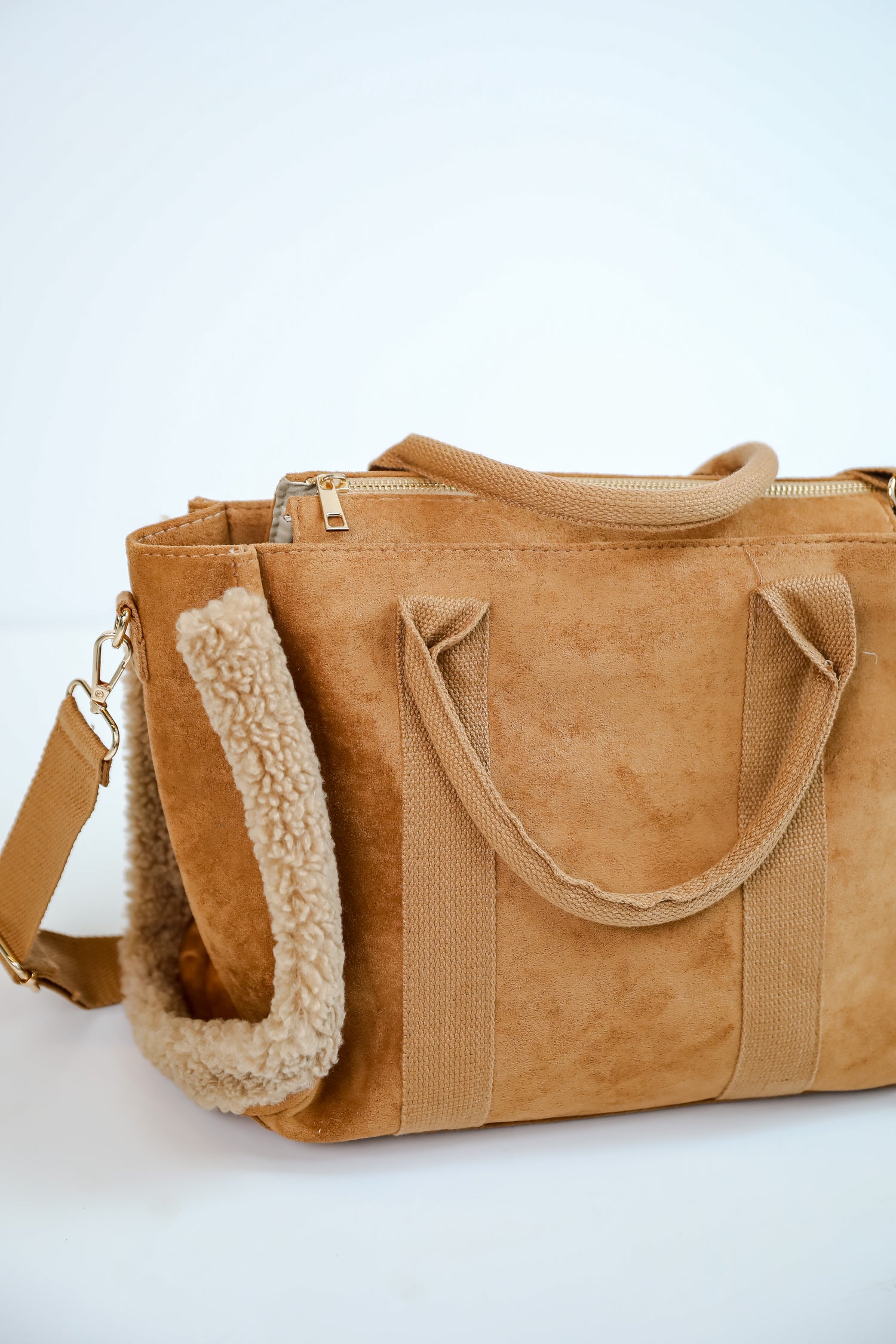 Cozy Aesthetic Brown Suede Crossbody Bag