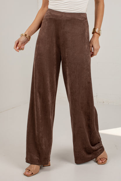 Pumpkin Lane Brown Suede Wide Leg Pants