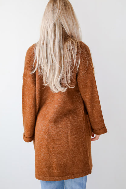 Luxurious Era Brown Longline Sweater Cardigan