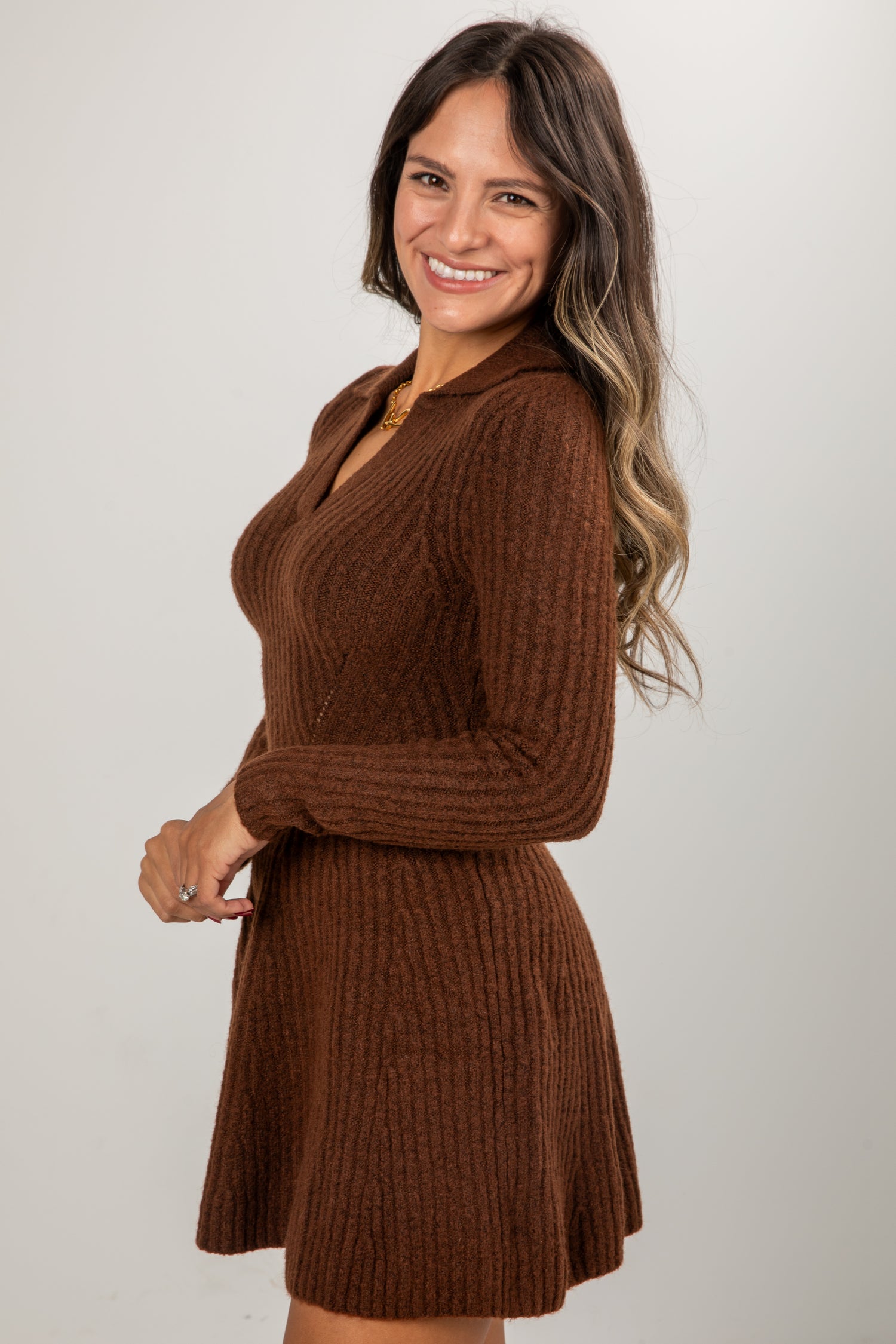 Cocoa Crush Chocolate Sweater Dress | Women's Trendy Dresses
