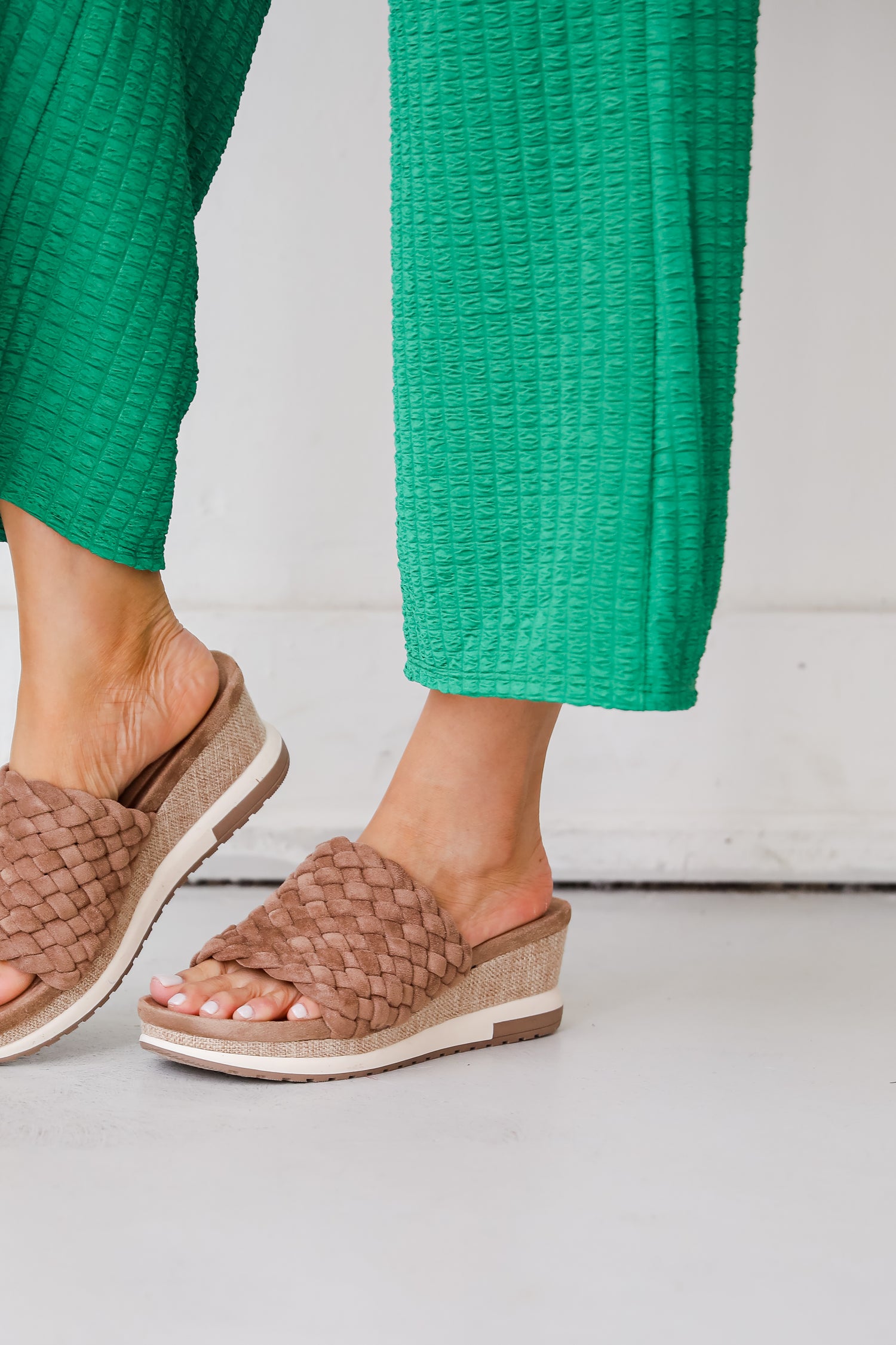 suede Taupe Platform Wedges