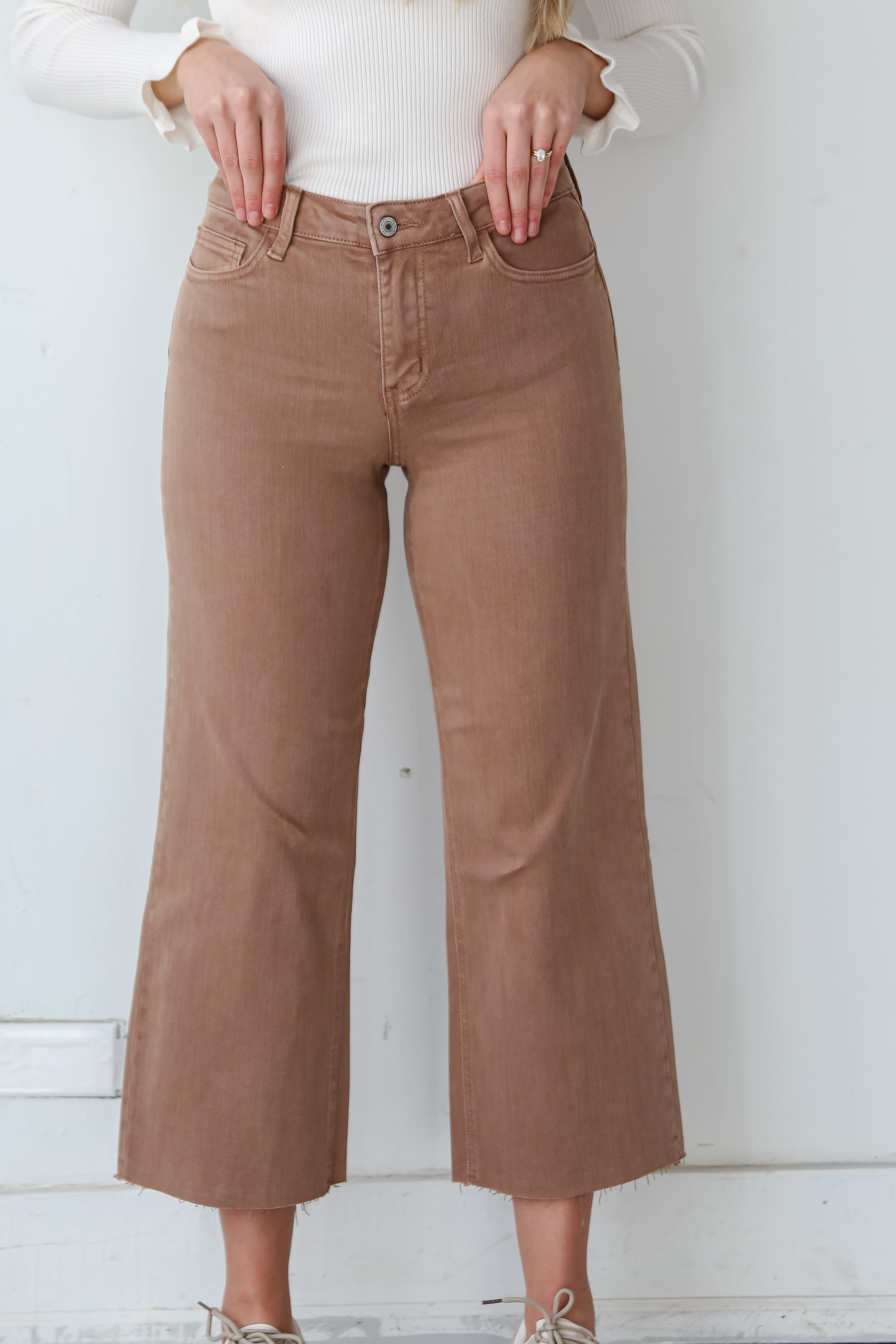 cute Chocolate Brown Wide Leg Jeans