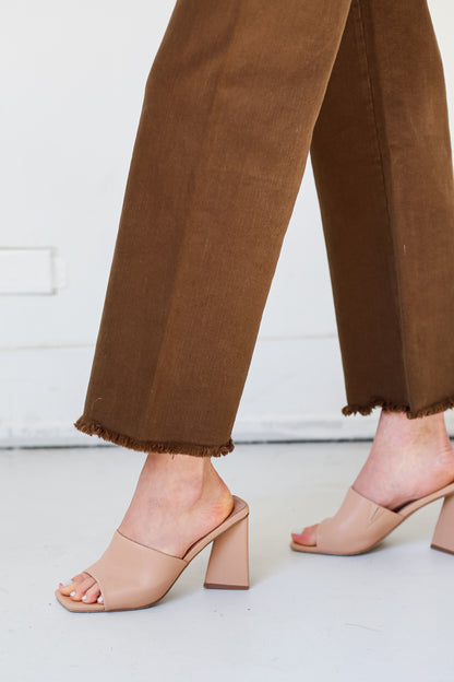 brown Wide Leg Jeans close up bottom view