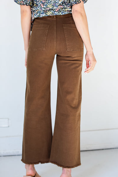 brown Wide Leg Jeans back view