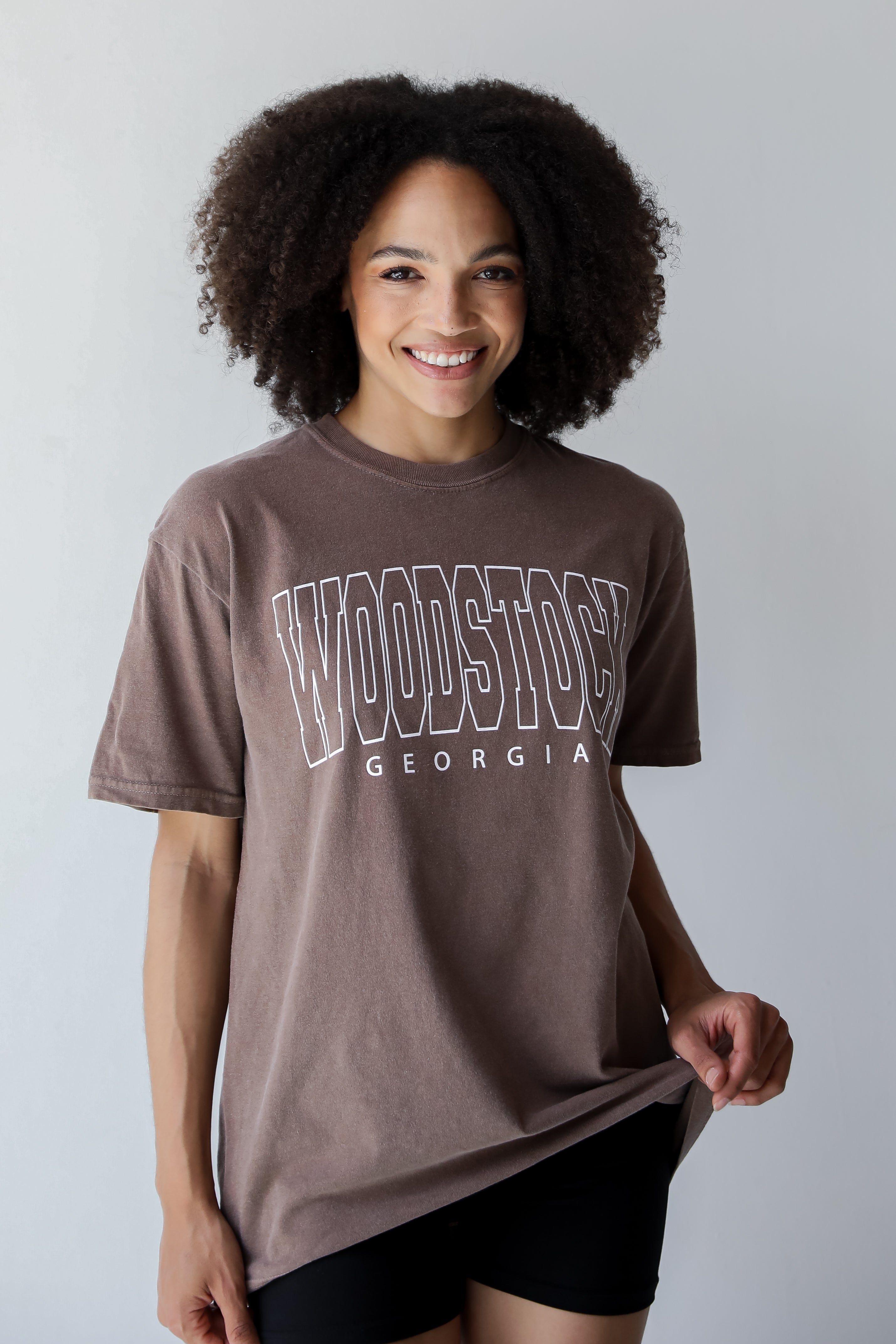 Brown Woodstock Georgia Block Letter Tee