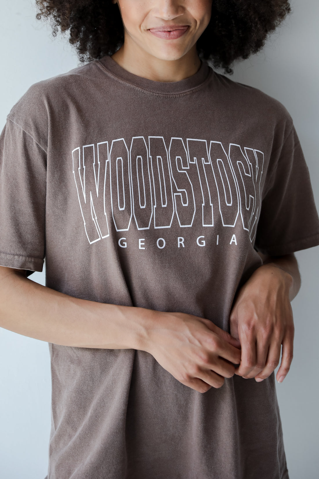 Brown Woodstock Georgia Block Letter Tee