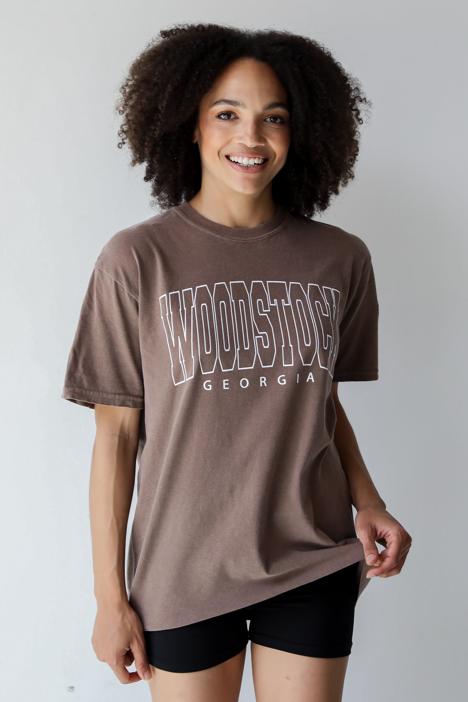 Brown Woodstock Georgia Block Letter Tee