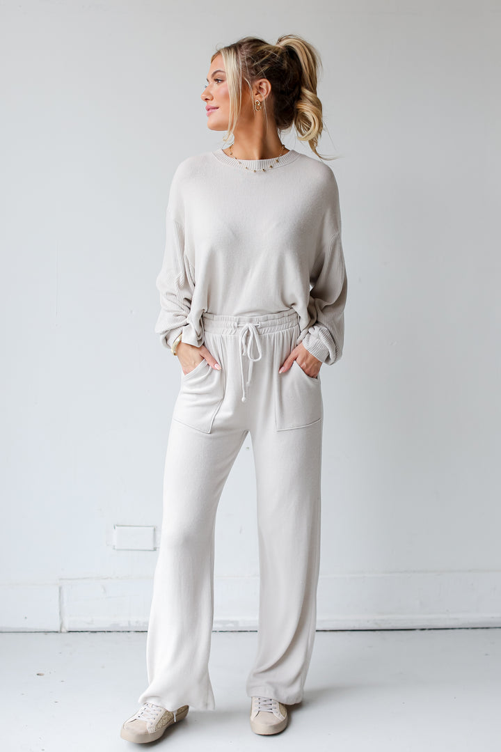 Brushed Knit Lounge Pants front view