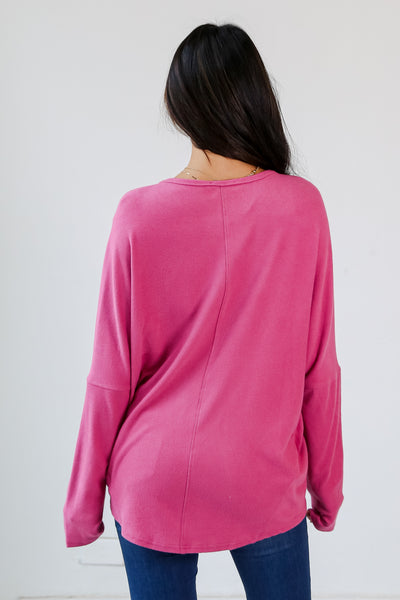 pink Brushed Knit Top back view