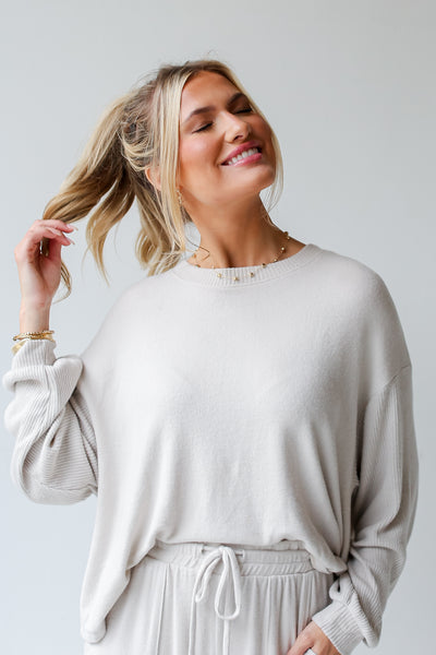 cream Brushed Knit Top