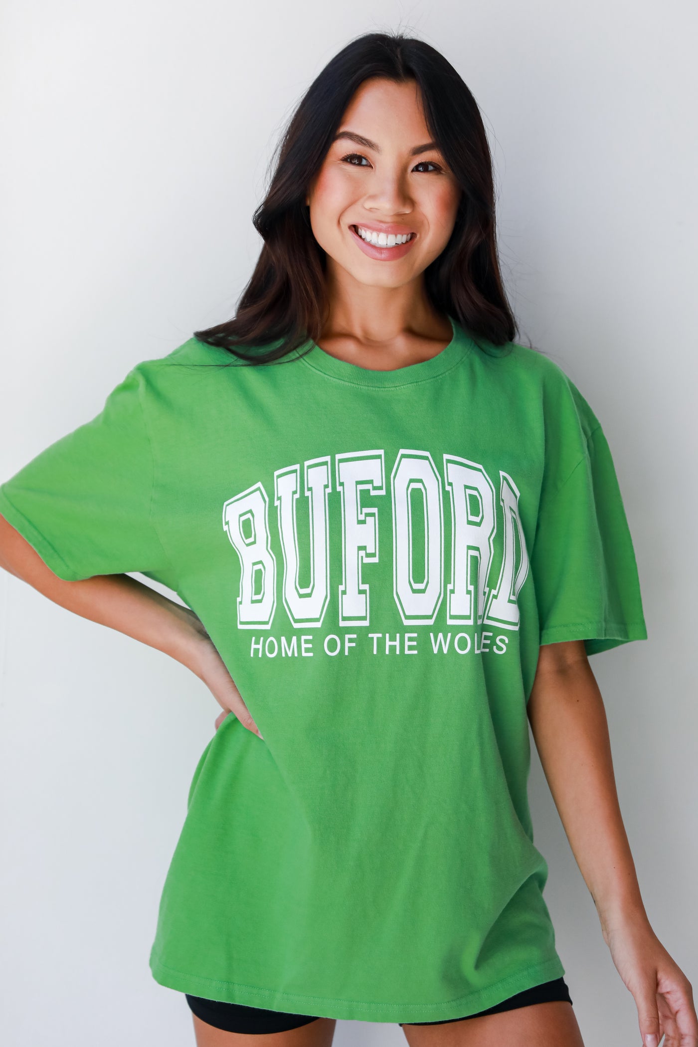 Green Buford Home Of The Wolves Block Letter Tee, Buford High School Tee, Football Tee