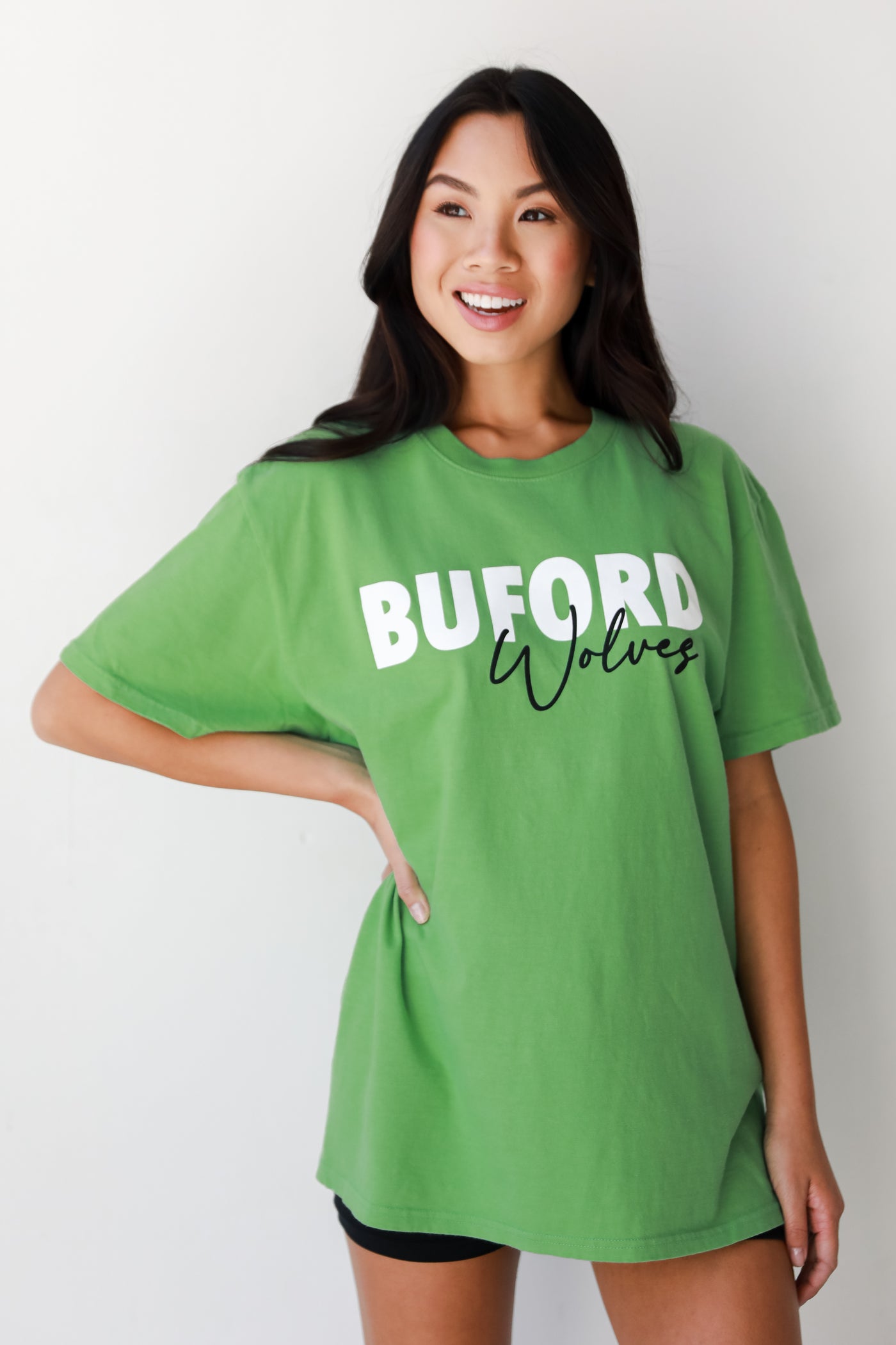 Green Buford Wolves Tee on model
