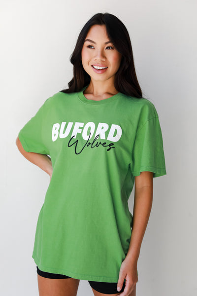 Green Buford Wolves Tee close up