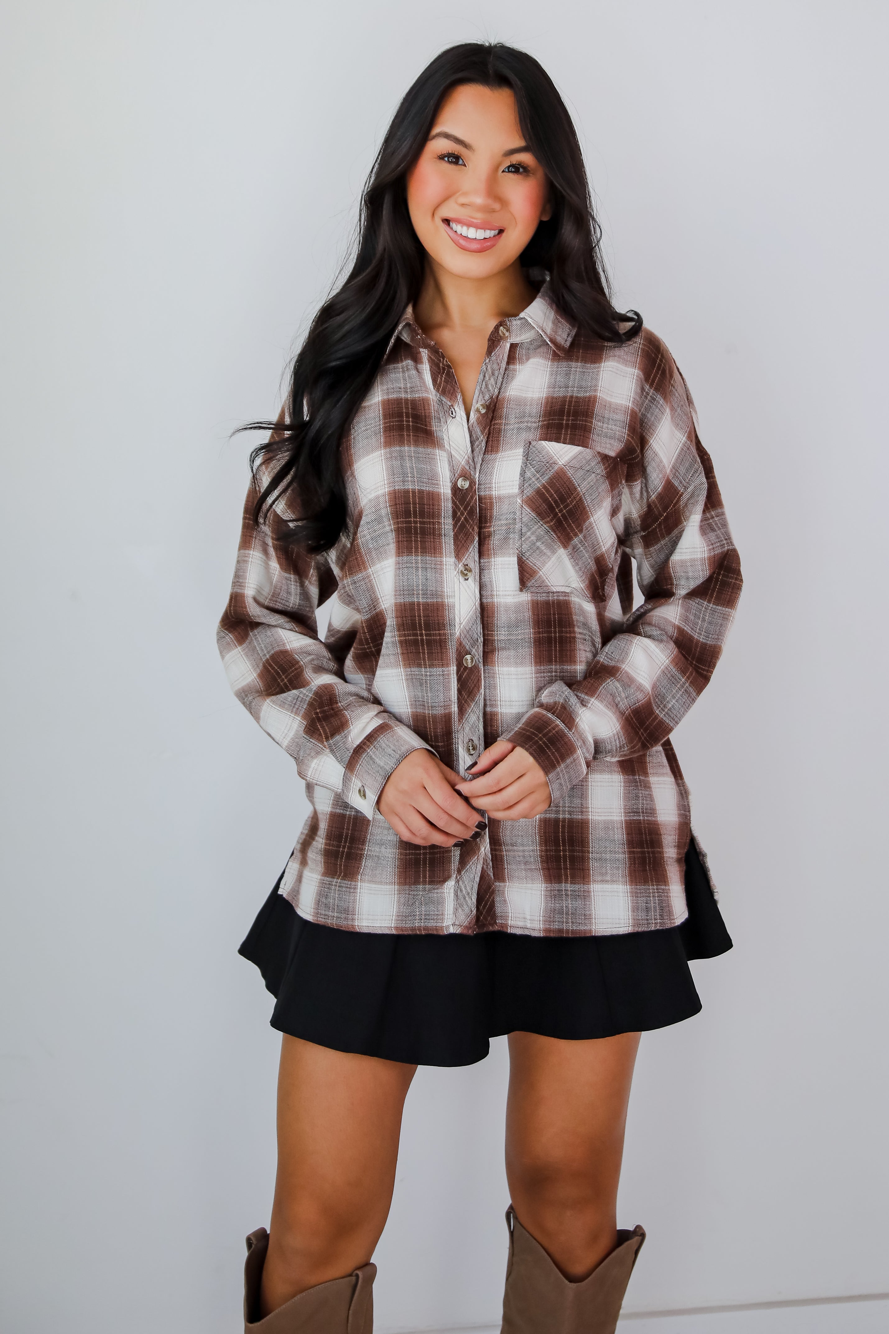 Edgy Forecast Brown Plaid Flannel