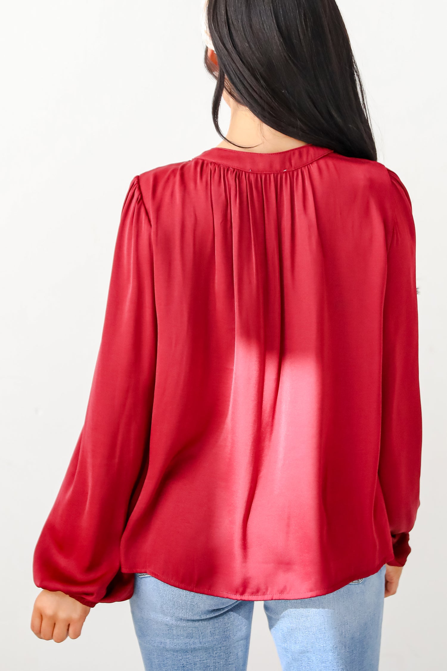 Ideal Sophisticate Burgundy Satin Blouse