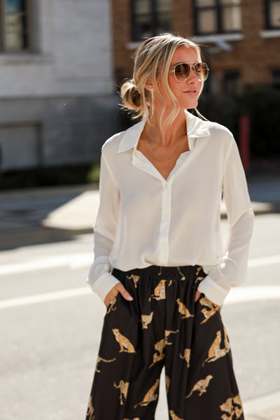 basic white Button-Up Blouse