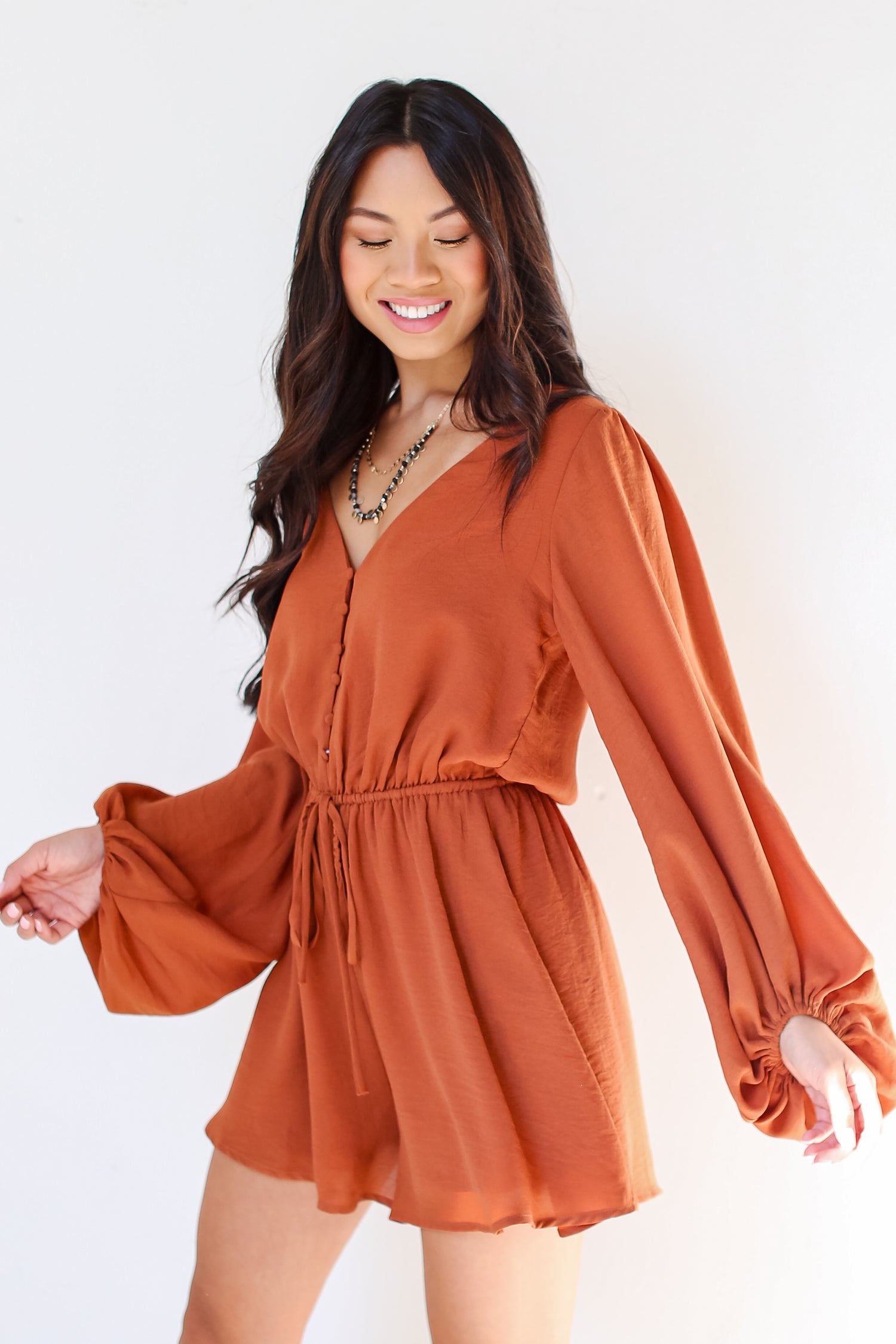camel Romper side view