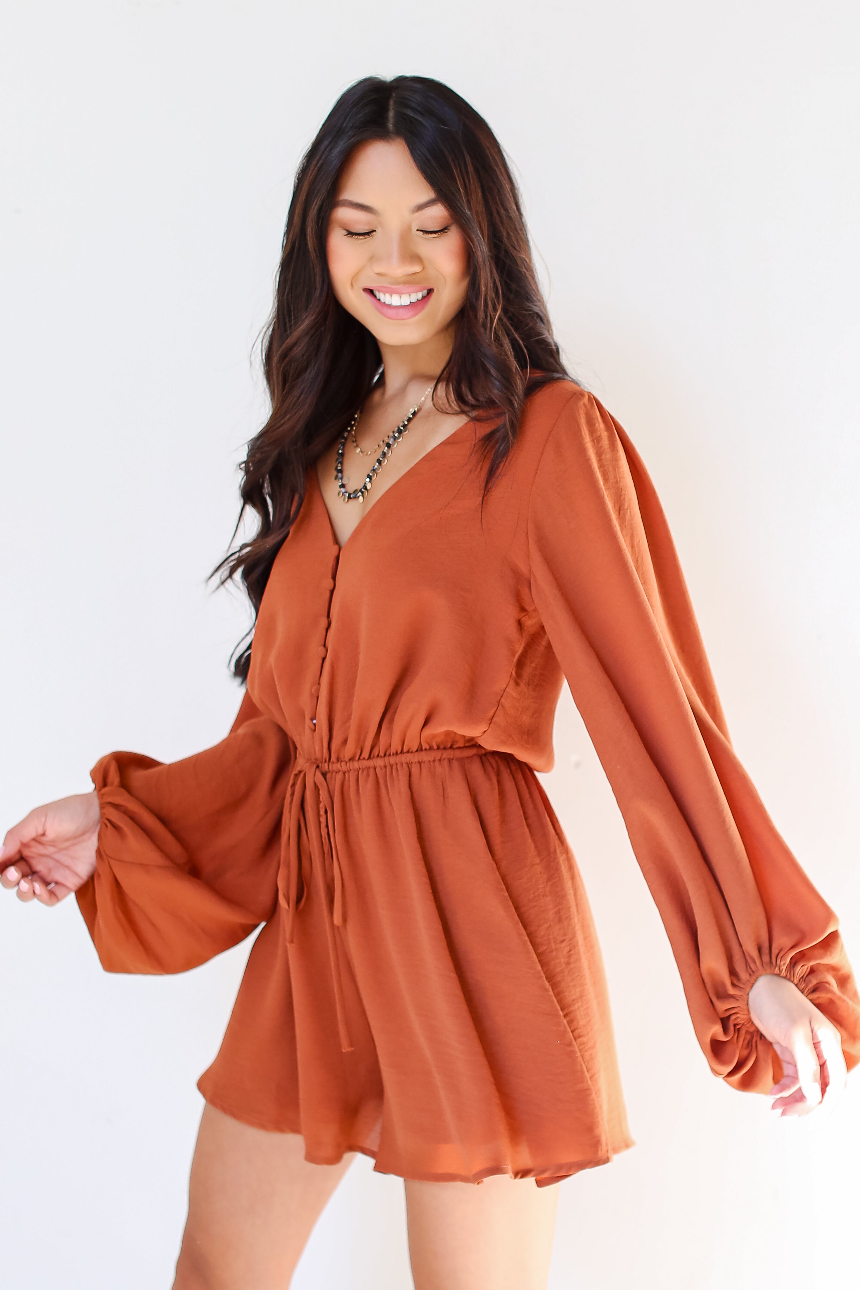 camel Romper side view