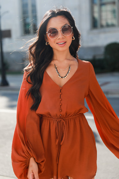camel Romper on model