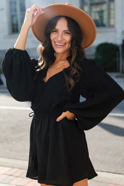 black Romper on model