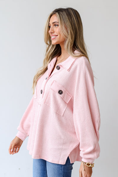 blush Oversized Collared Top side view