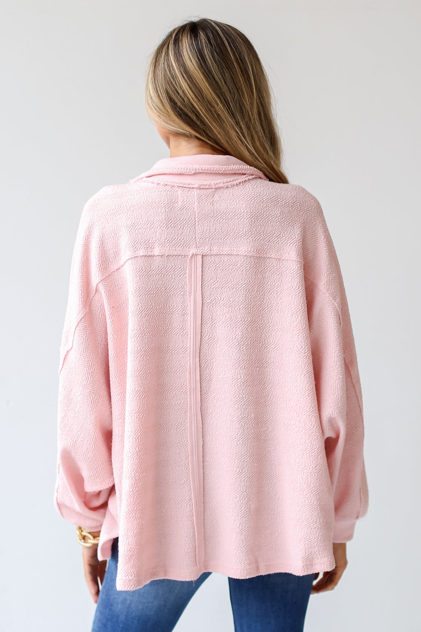 blush Oversized Collared Top back view