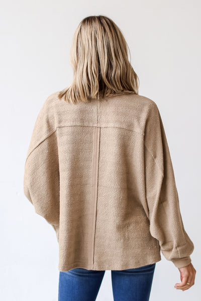 taupe Oversized Collared Top back view