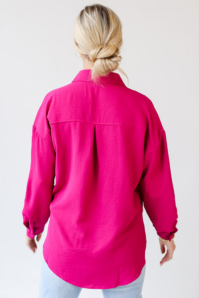 pink Button-Up Blouse back view