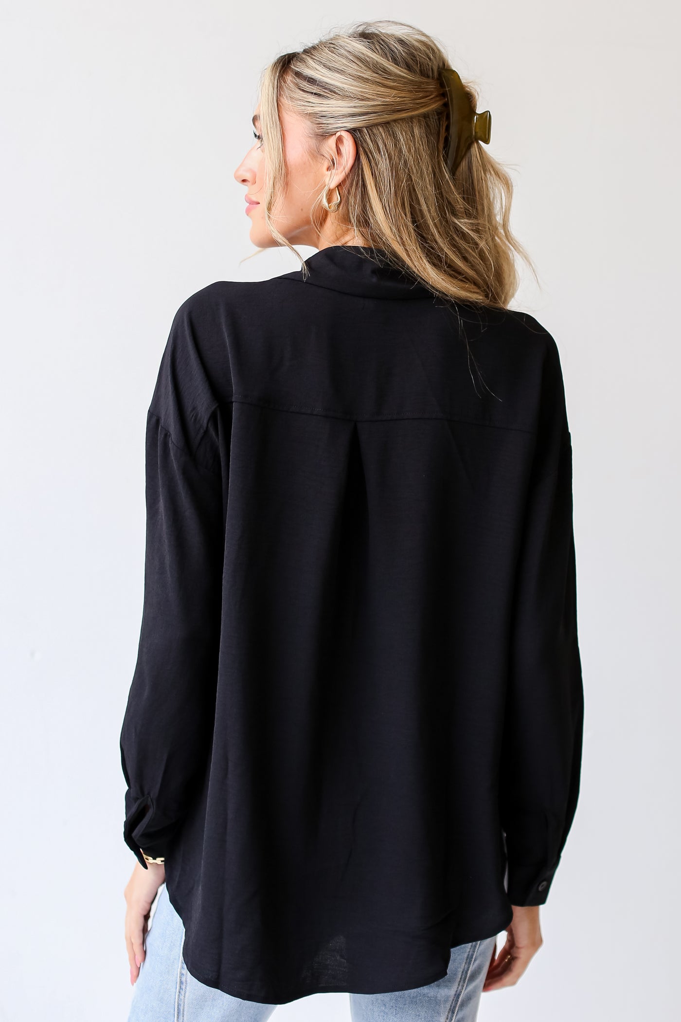 black Button-Up Blouse back view