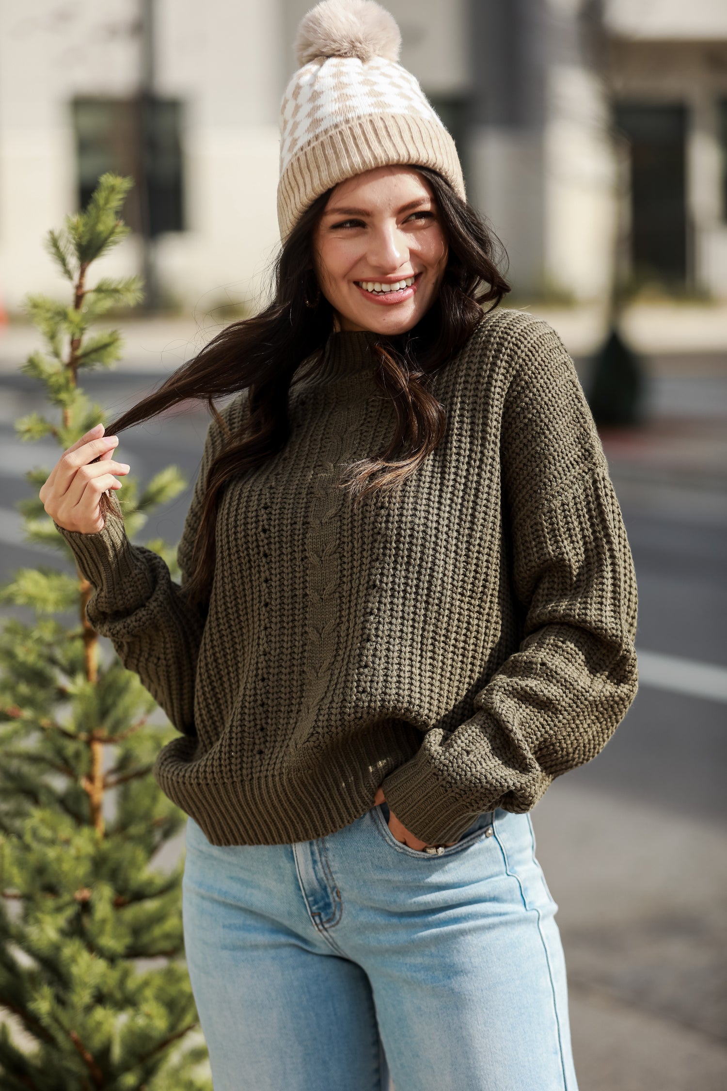 olive Mock Neck Sweater