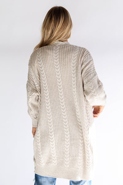 Cable Knit Cardigan back view